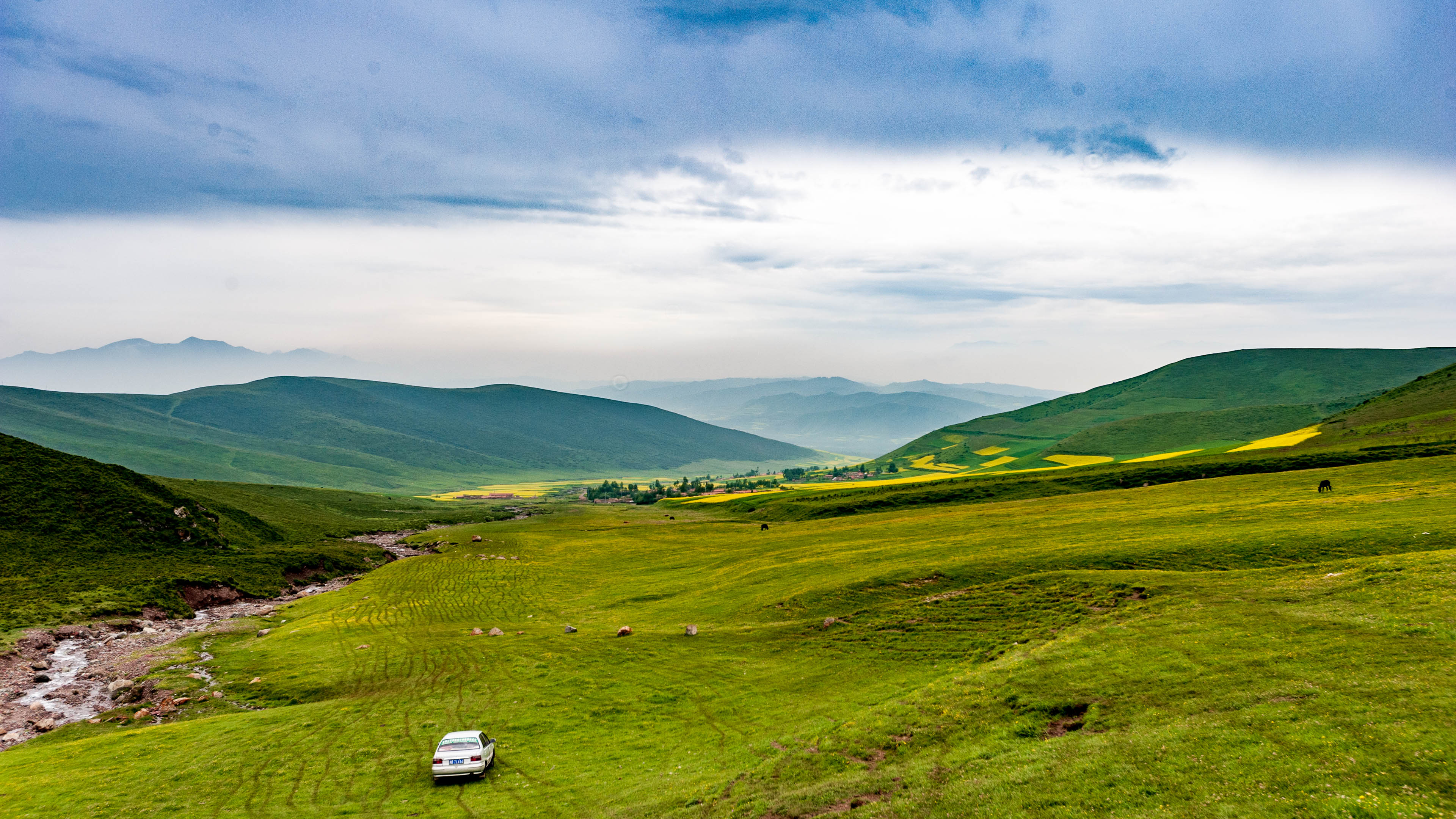 China — Qinghai or Gansu Province, likely Qilian Mountains area — landscape