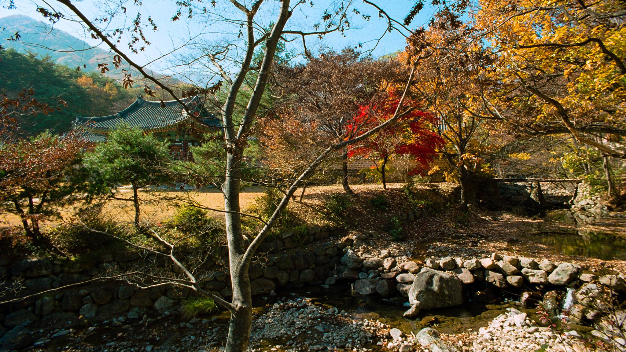 South Korea — likely a mountainous temple area, possibly Gyeongnam or Jeonnam province — landscape