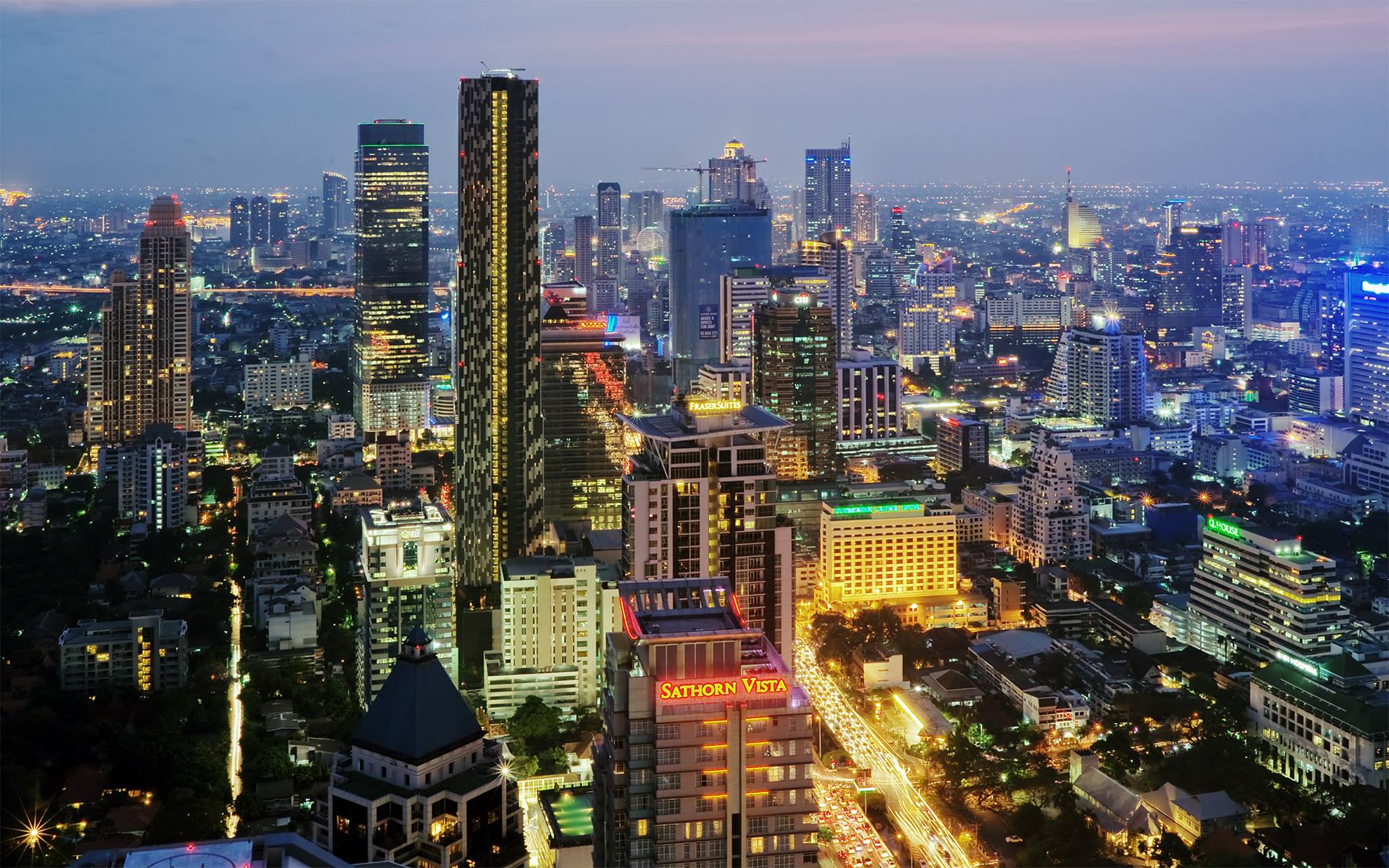 Thailand — Bangkok, Sathorn District — aerial